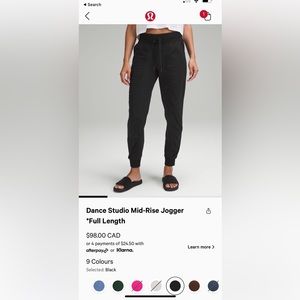 Black Lululemon Dance Studio Jogger Pants